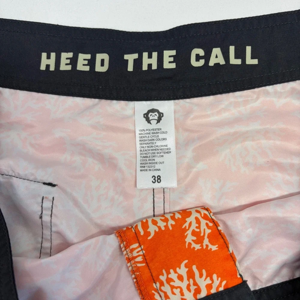 Howler Brothers Board Shorts Mens 38 Orange White Coral Print Surf Beachwear